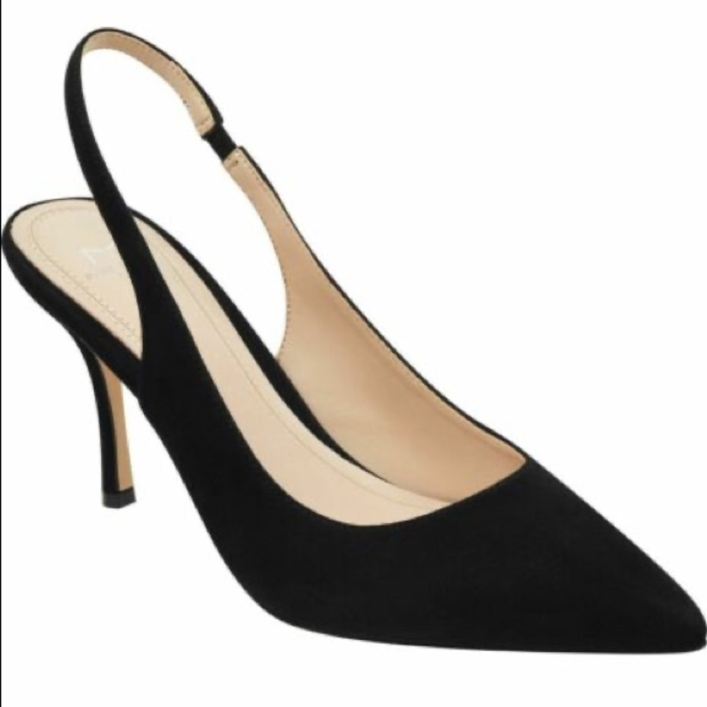 Marc Fisher LTC Black Leather Camela Slingback Heels